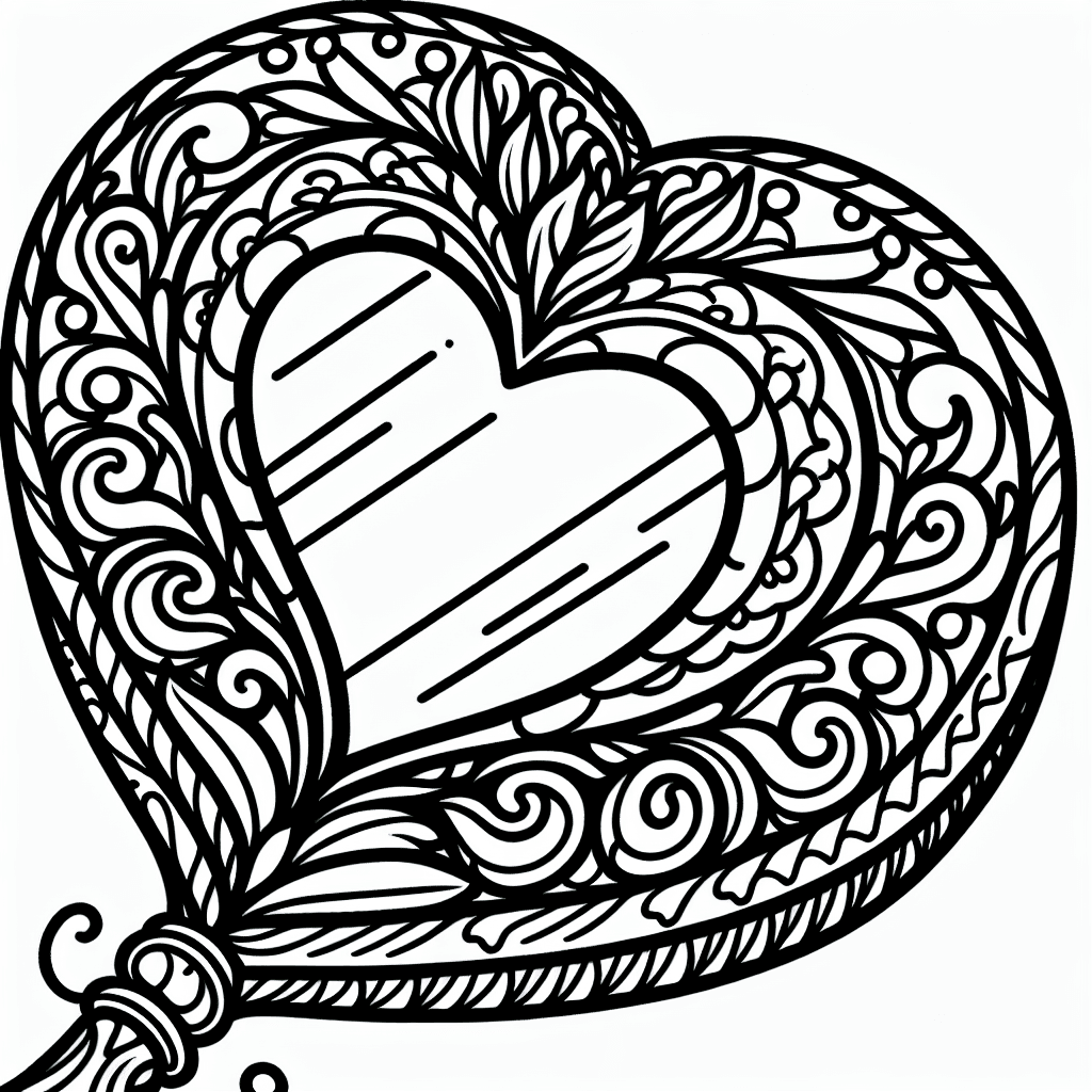 Additional heart mirror coloring page 1