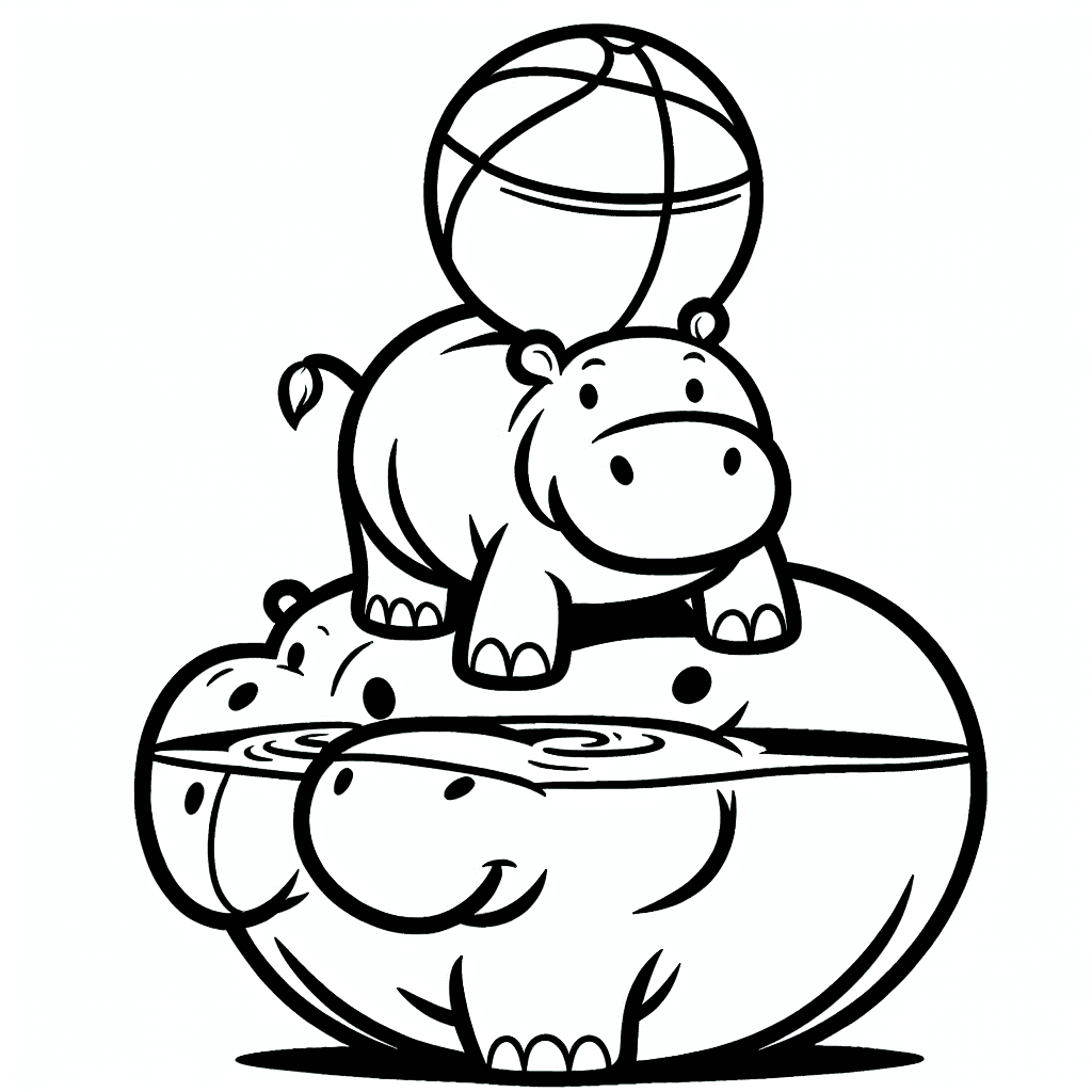 Additional hippo coloring page 2