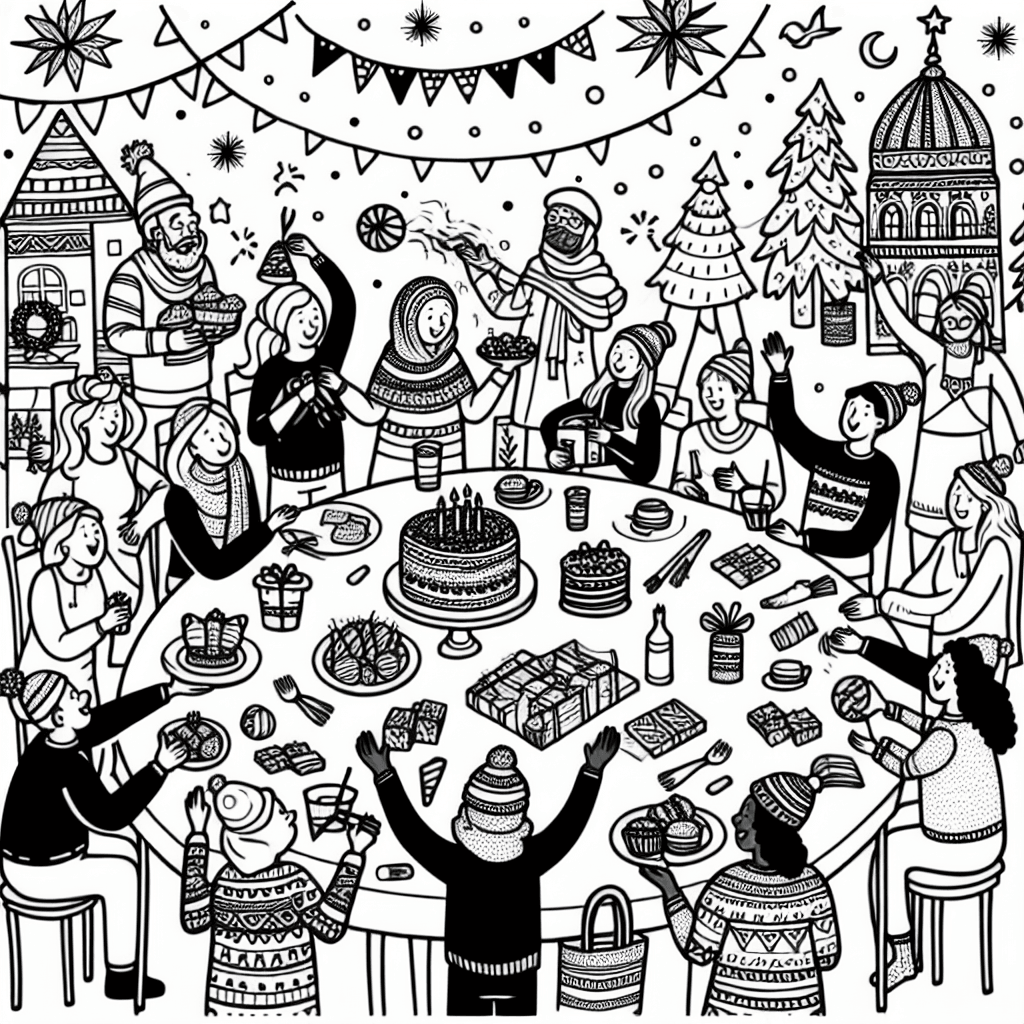 Additional holiday celebration coloring page 2