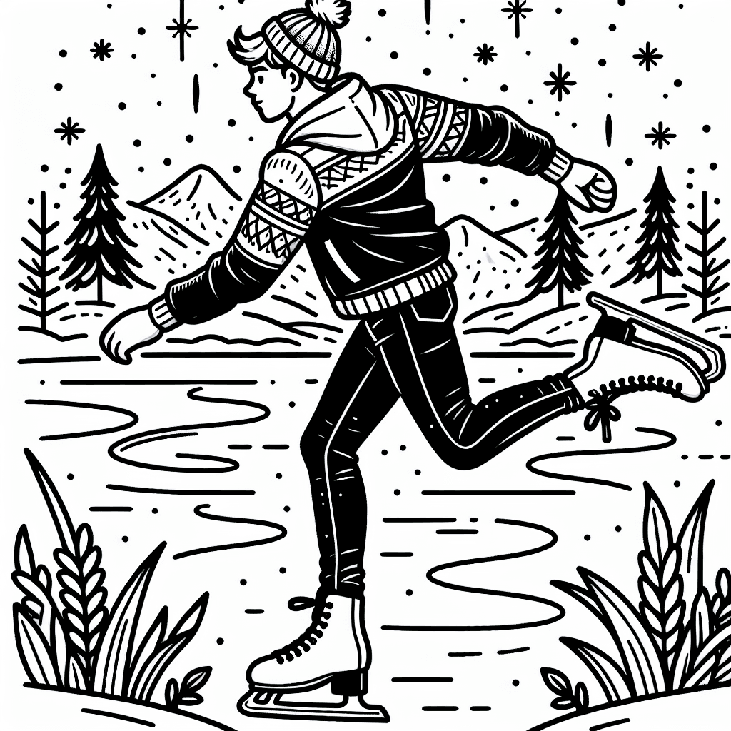 Additional ice skating fun coloring page 1