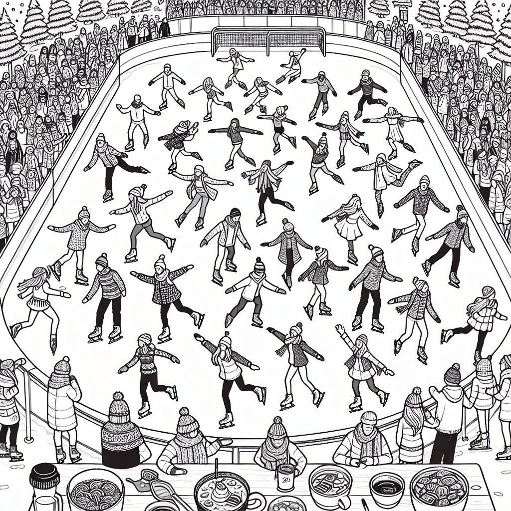 Additional ice skating fun coloring page 2