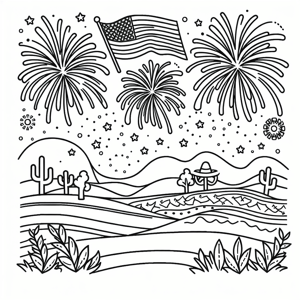 independence fireworks coloring pages