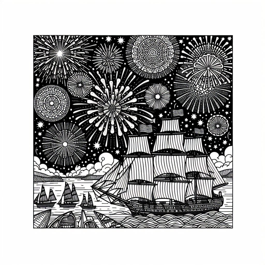 Additional independence fireworks coloring page 2