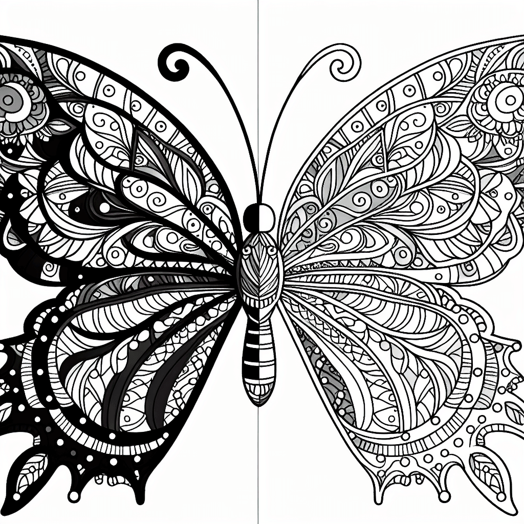 Additional intricate butterfly coloring page 1