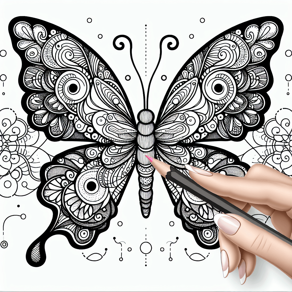 Additional intricate butterfly coloring page 2