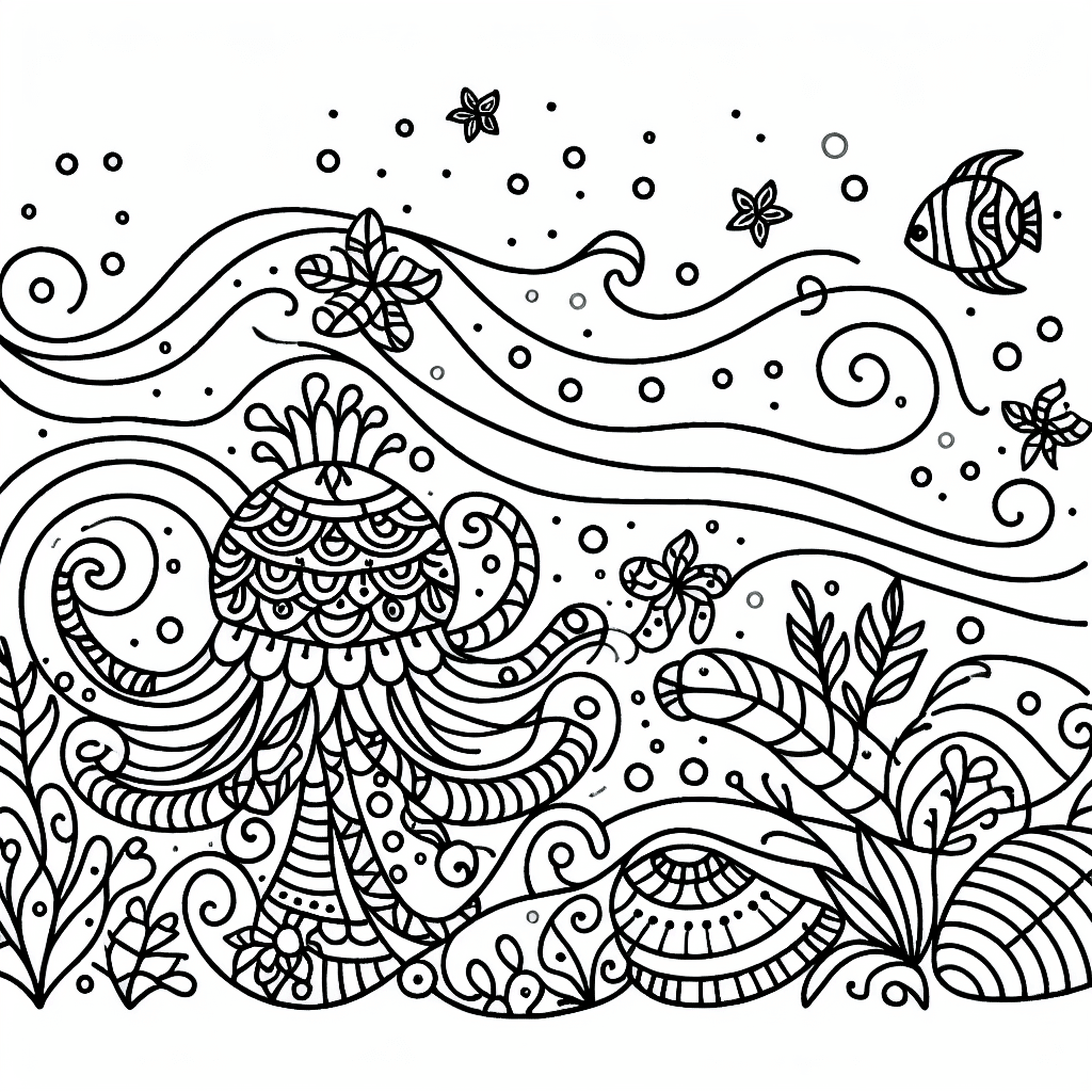 intricate ocean scene coloring pages