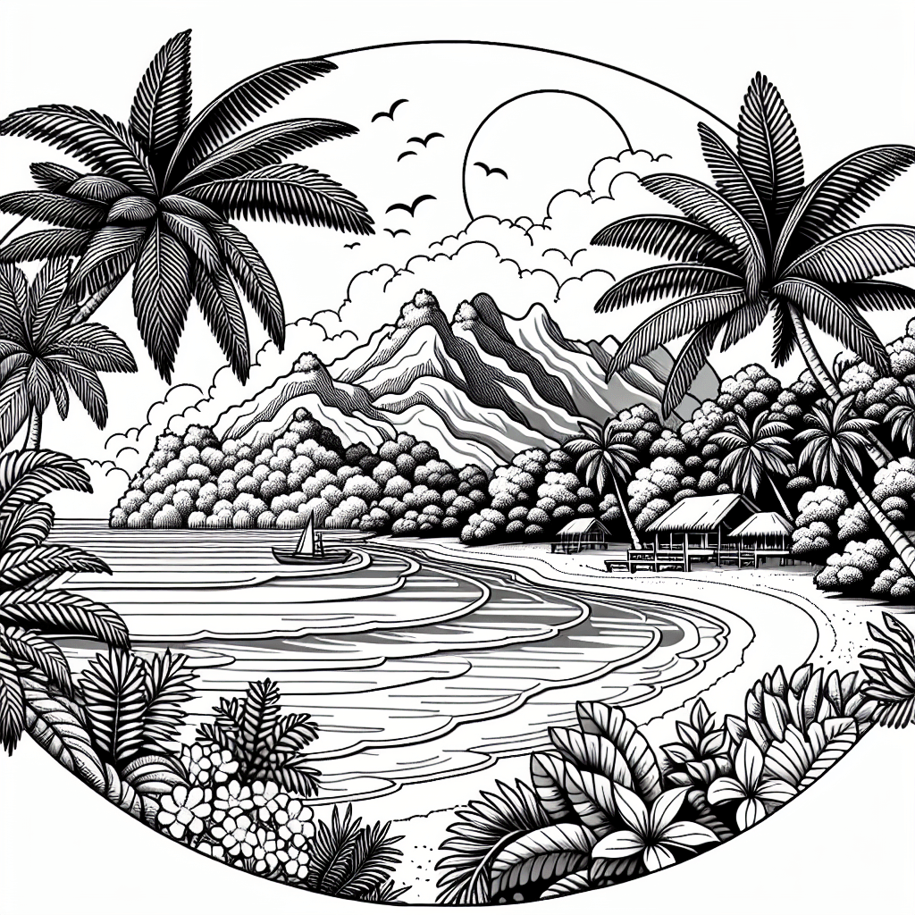 Additional island paradise coloring page 1