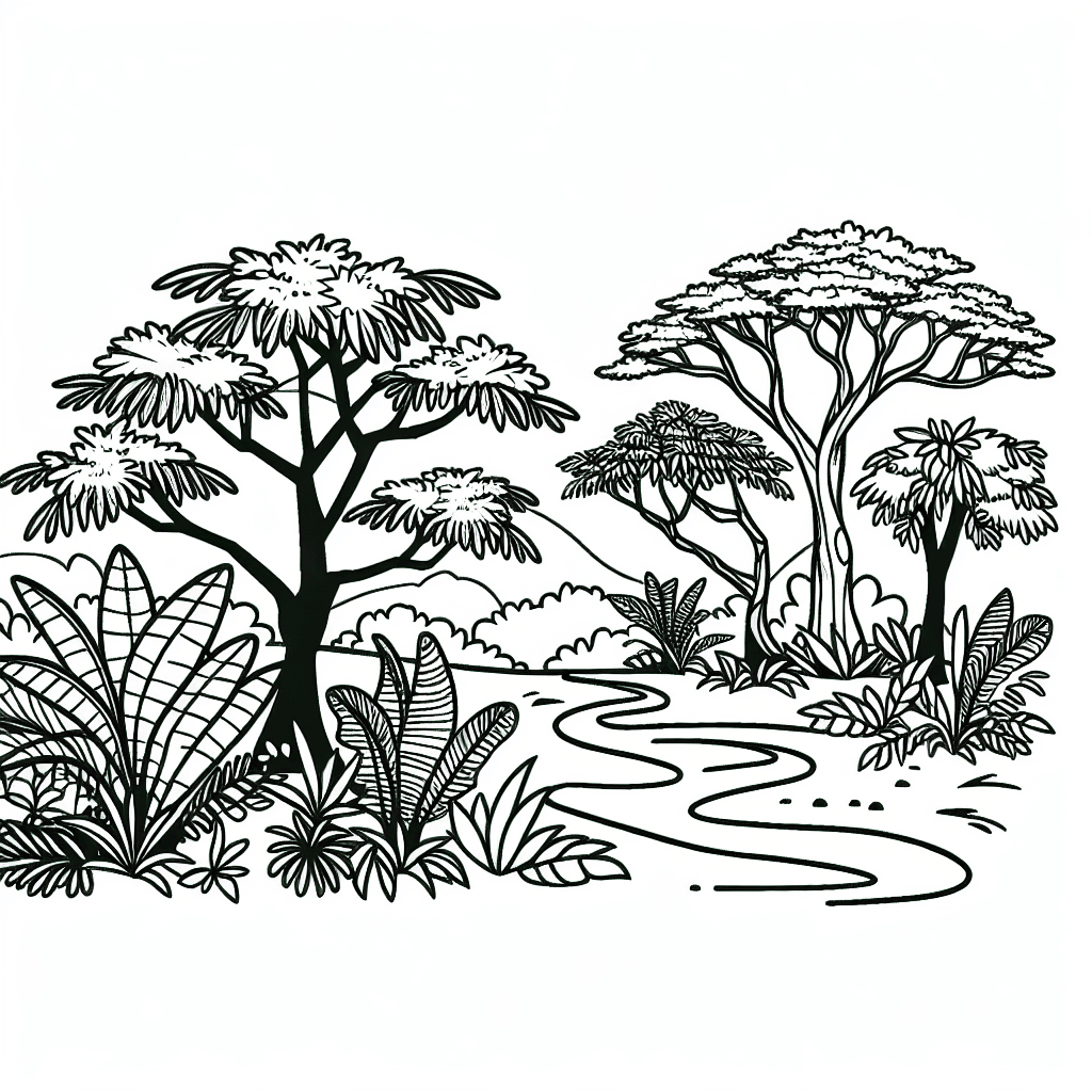 jungle trees coloring pages