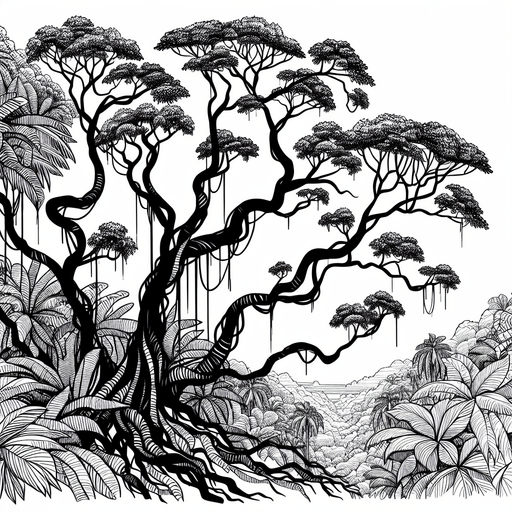 Additional jungle trees coloring page 2