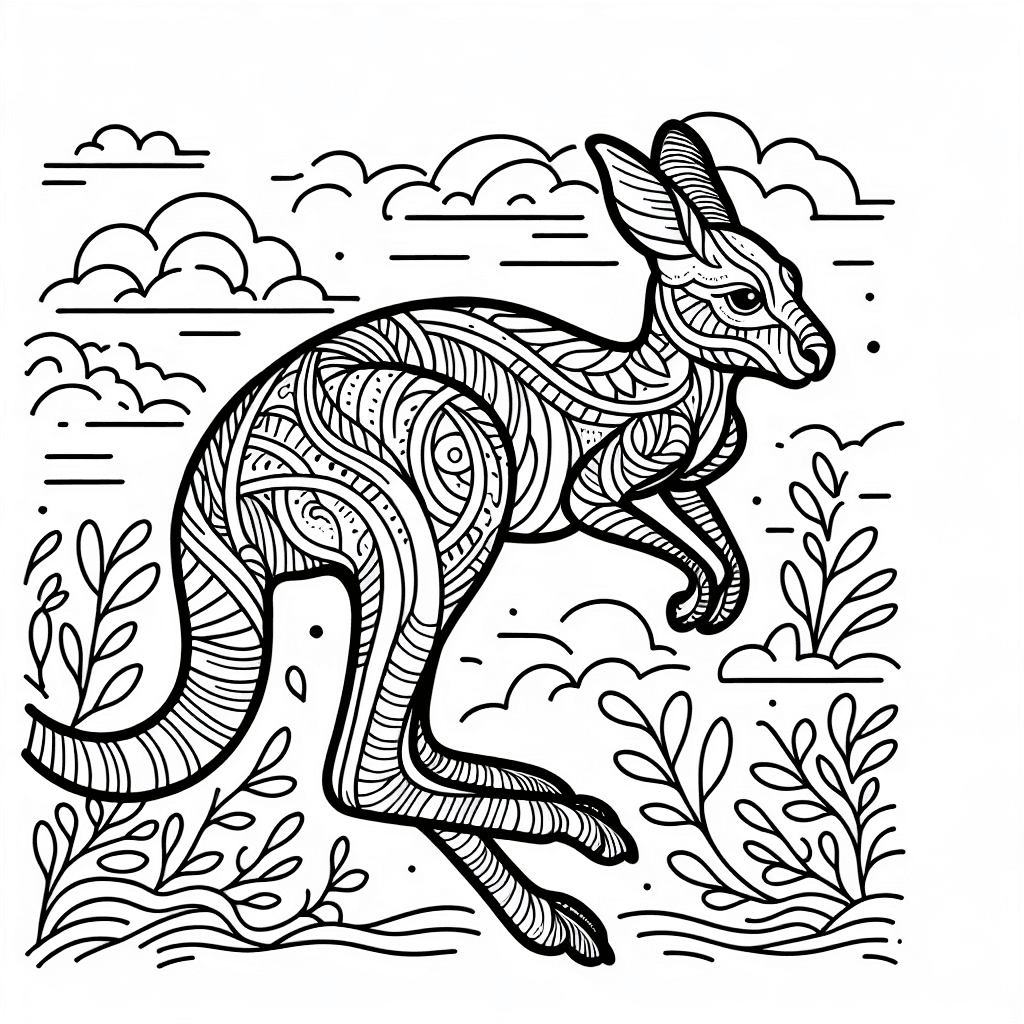 Additional kangaroo coloring page 2