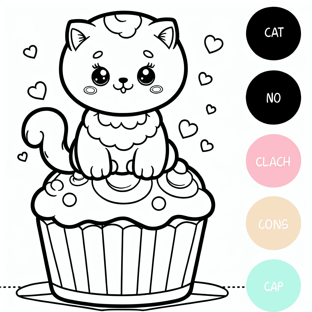 kitty cupcake coloring pages