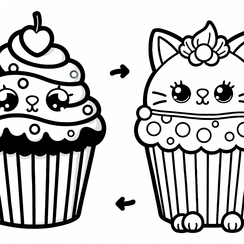 Additional kitty cupcake coloring page 1