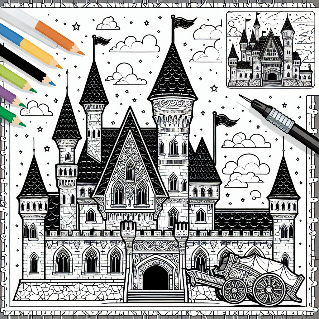 Additional knight castle coloring page 1