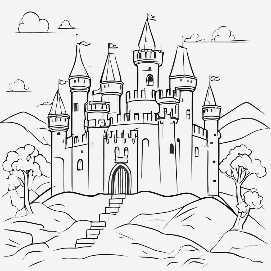 Additional knight castle coloring page 2