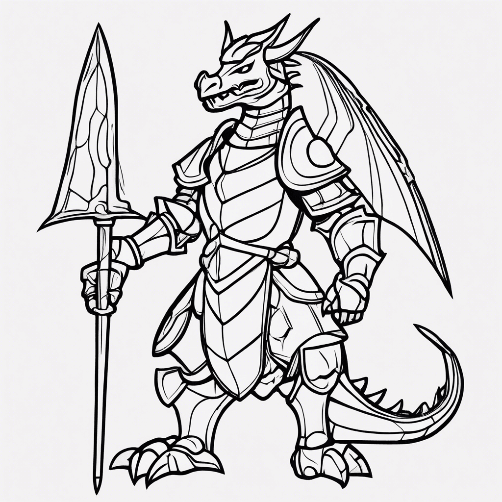 Additional knight dragon coloring page 1