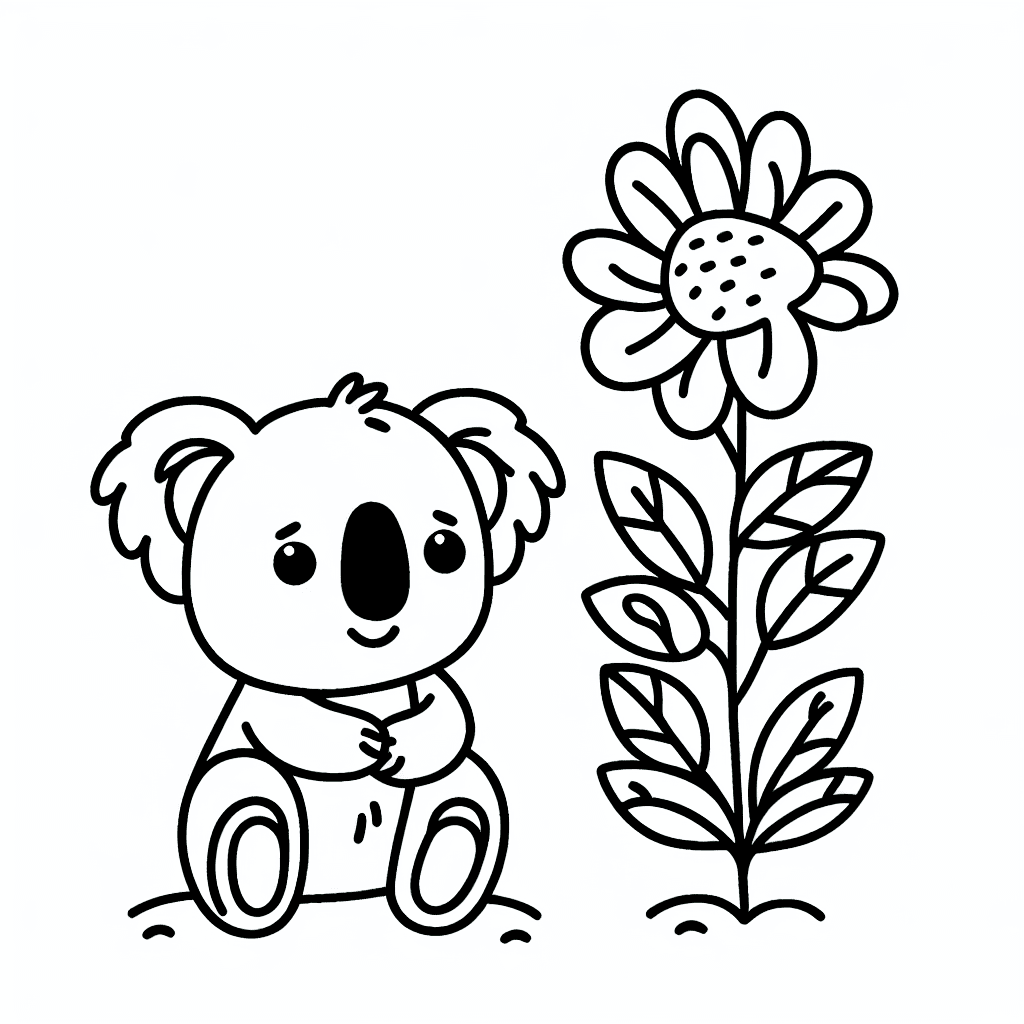 koala flower coloring pages