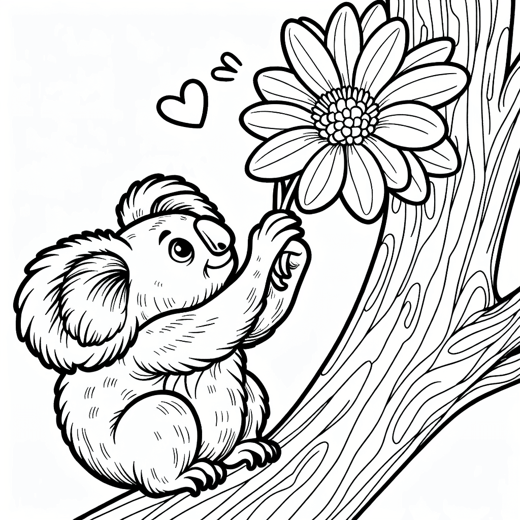 Additional koala flower coloring page 2