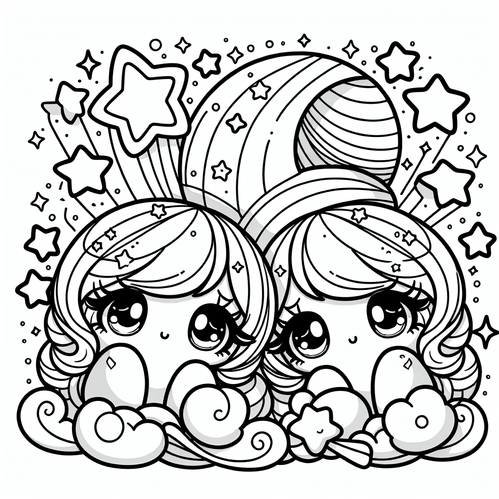 Additional little twin stars coloring page 1