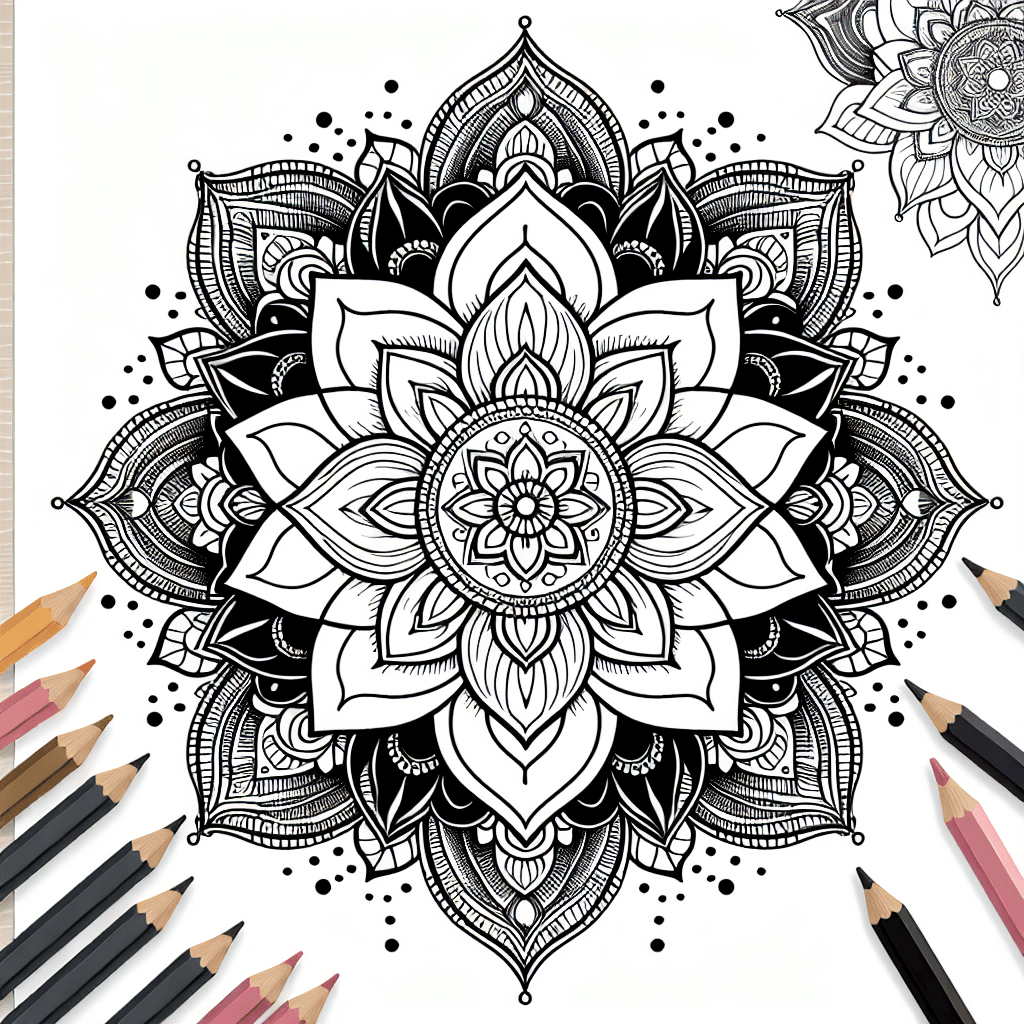 Additional lotus mandala coloring page 2