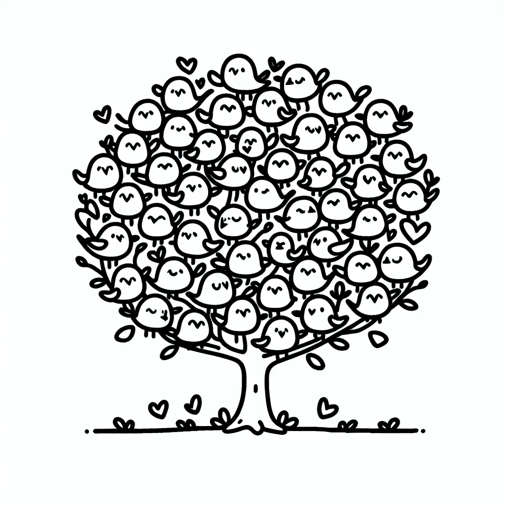 love birds tree coloring pages