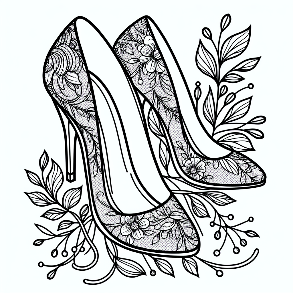 Additional lovely shoes coloring page 1