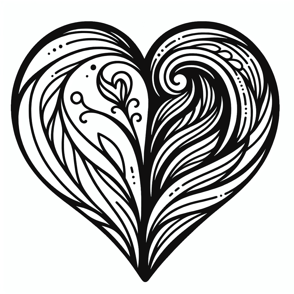 Additional loving heart coloring page 1