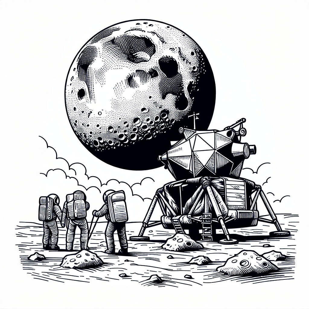 Additional lunar landing coloring page 1