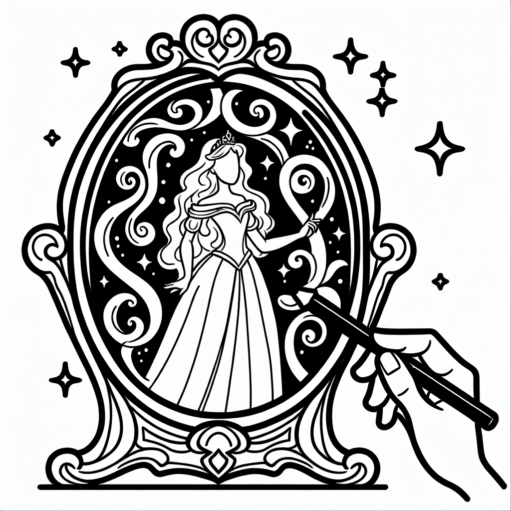 Additional magic mirror coloring page 1