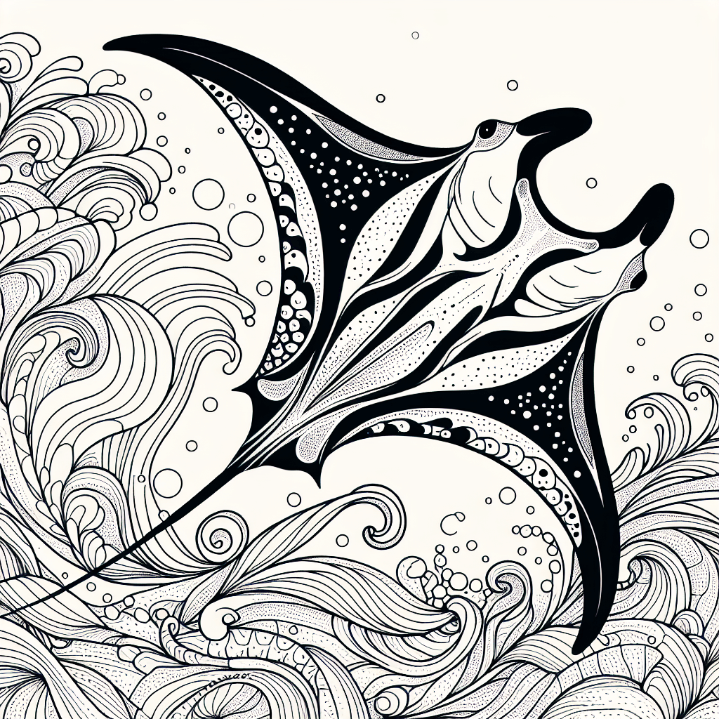 Additional manta ray coloring page 2