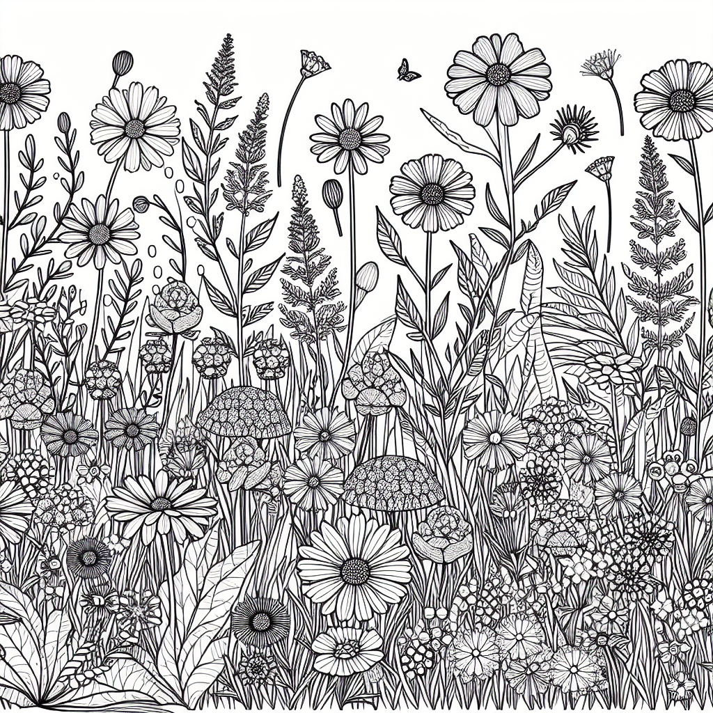 Additional meadow flowers coloring page 1