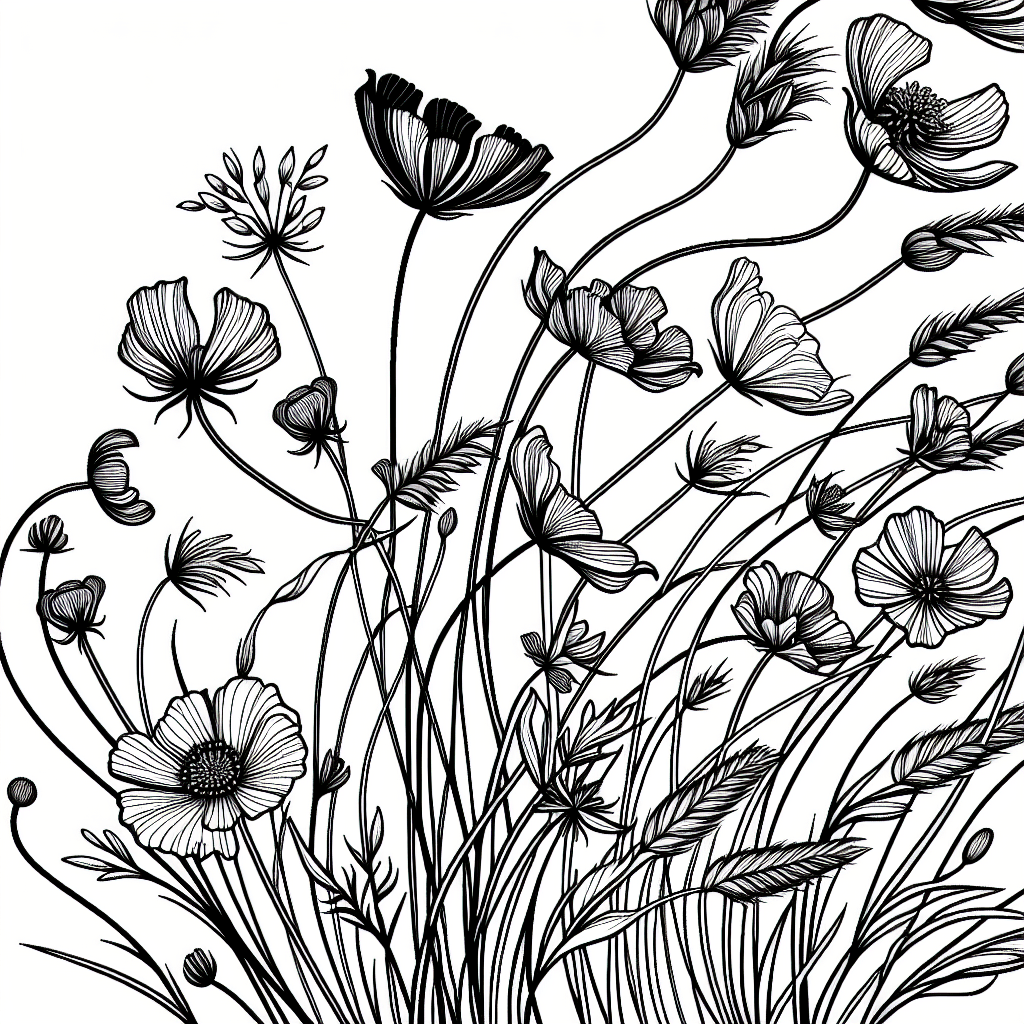 Additional meadow flowers coloring page 2