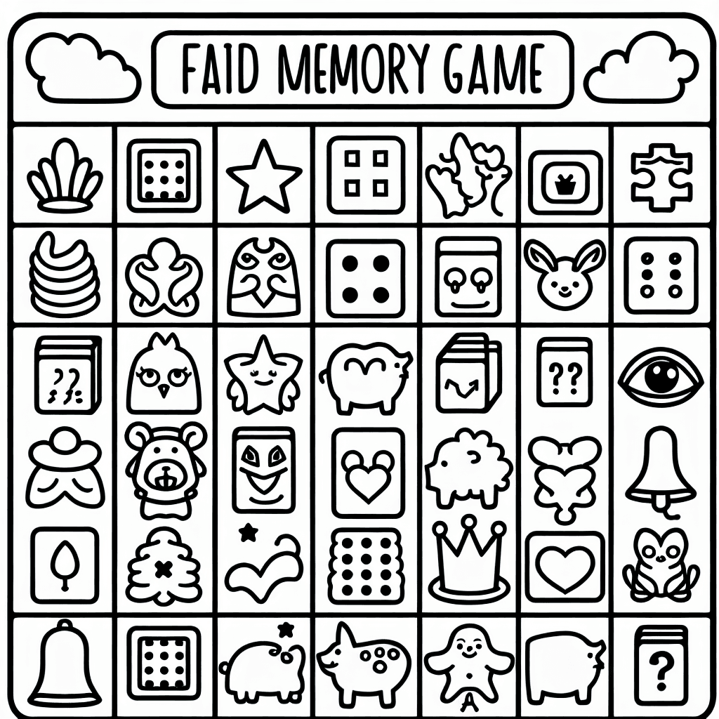 memory game coloring pages