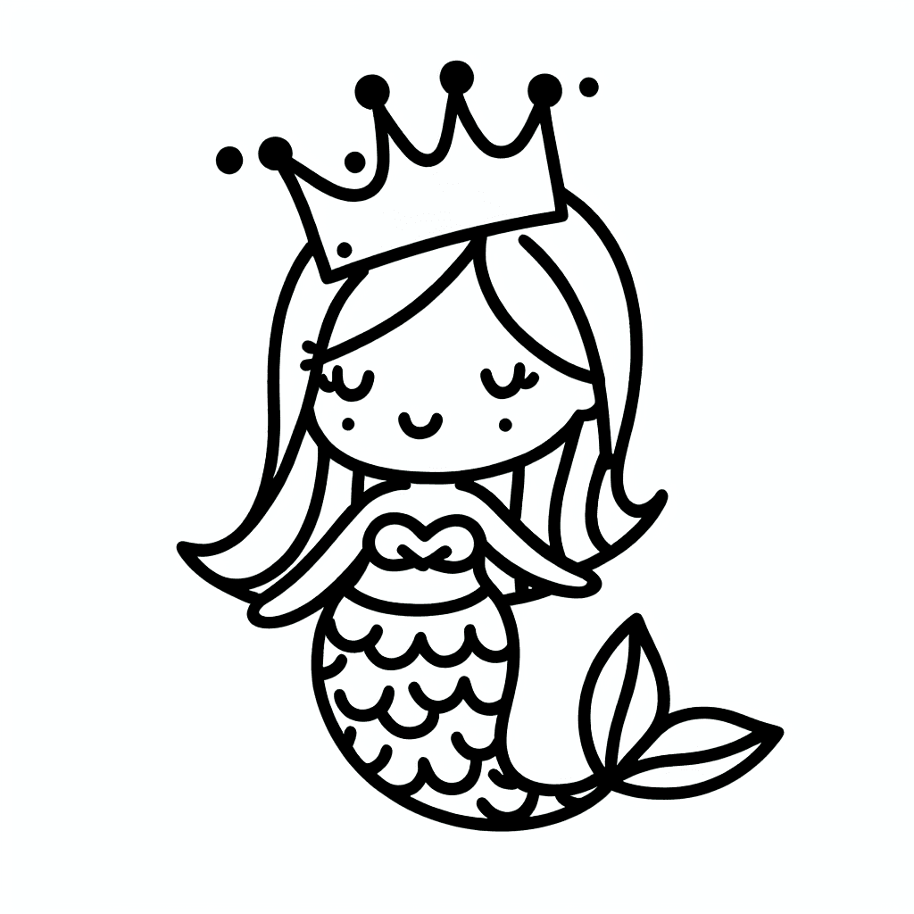 mermaid crown coloring pages