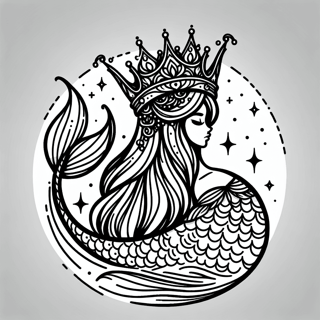 Additional mermaid crown coloring page 1