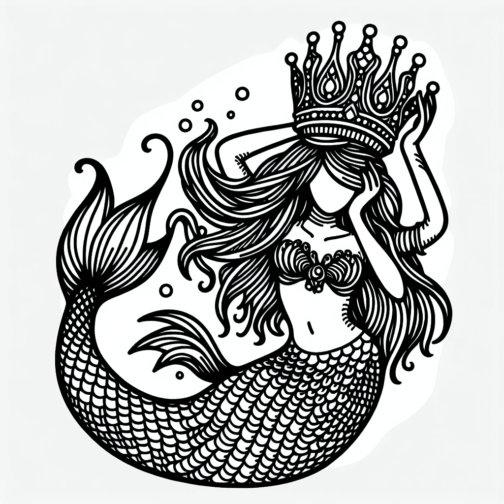 Additional mermaid crown coloring page 2