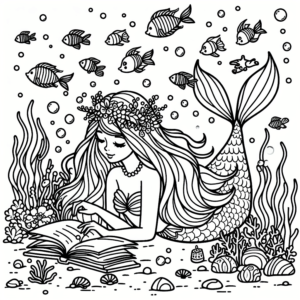 Additional mermaid princess coloring page 2