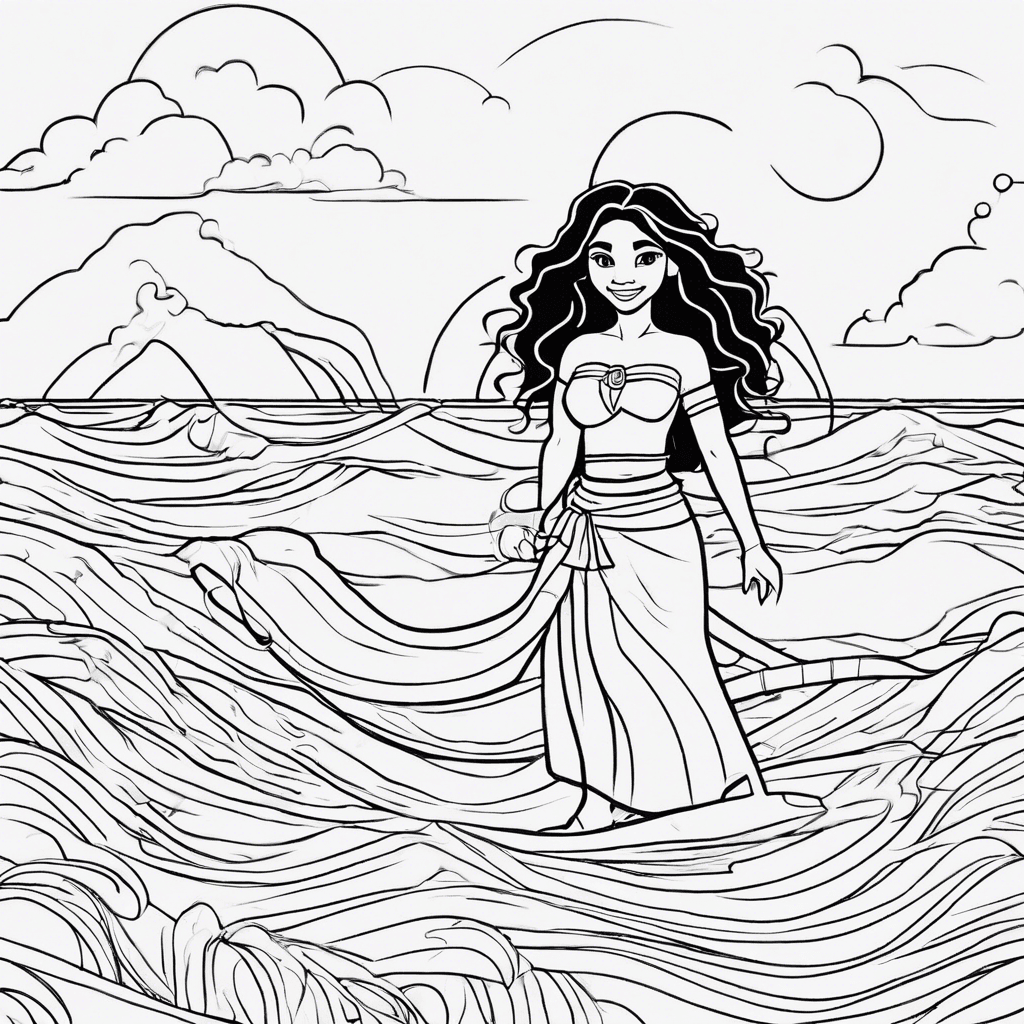 Additional moana ocean coloring page 1