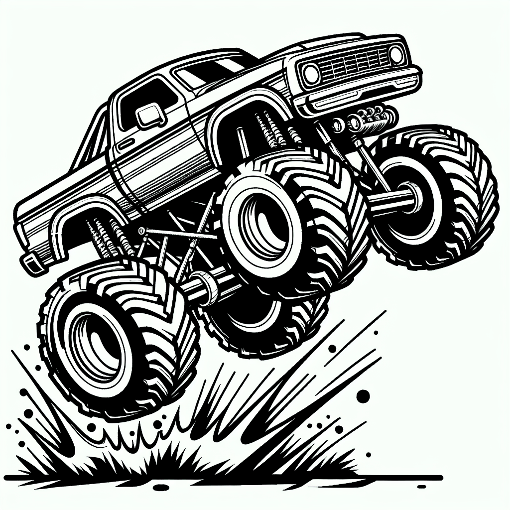 Additional monster truck jump coloring page 1