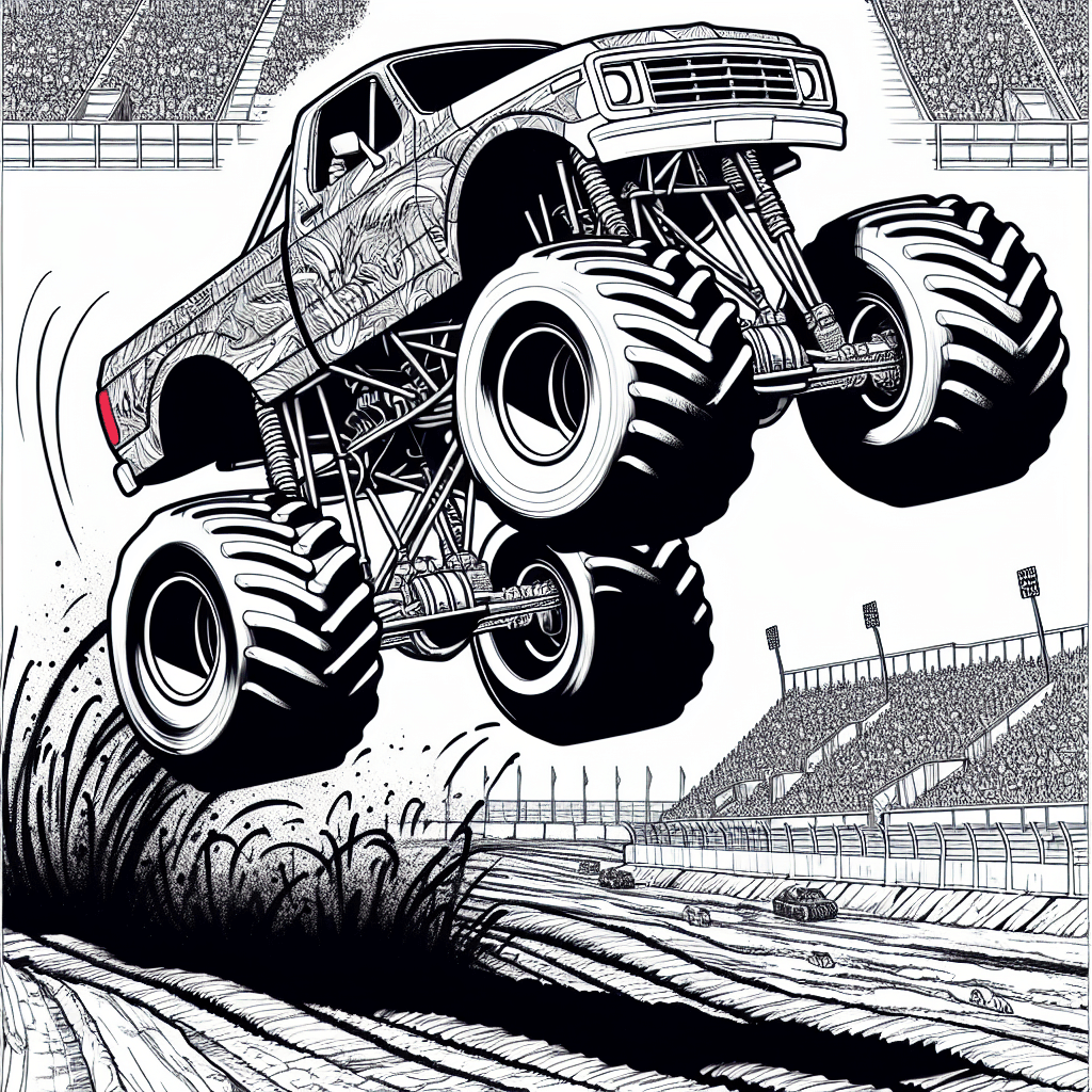 Additional monster truck jump coloring page 2