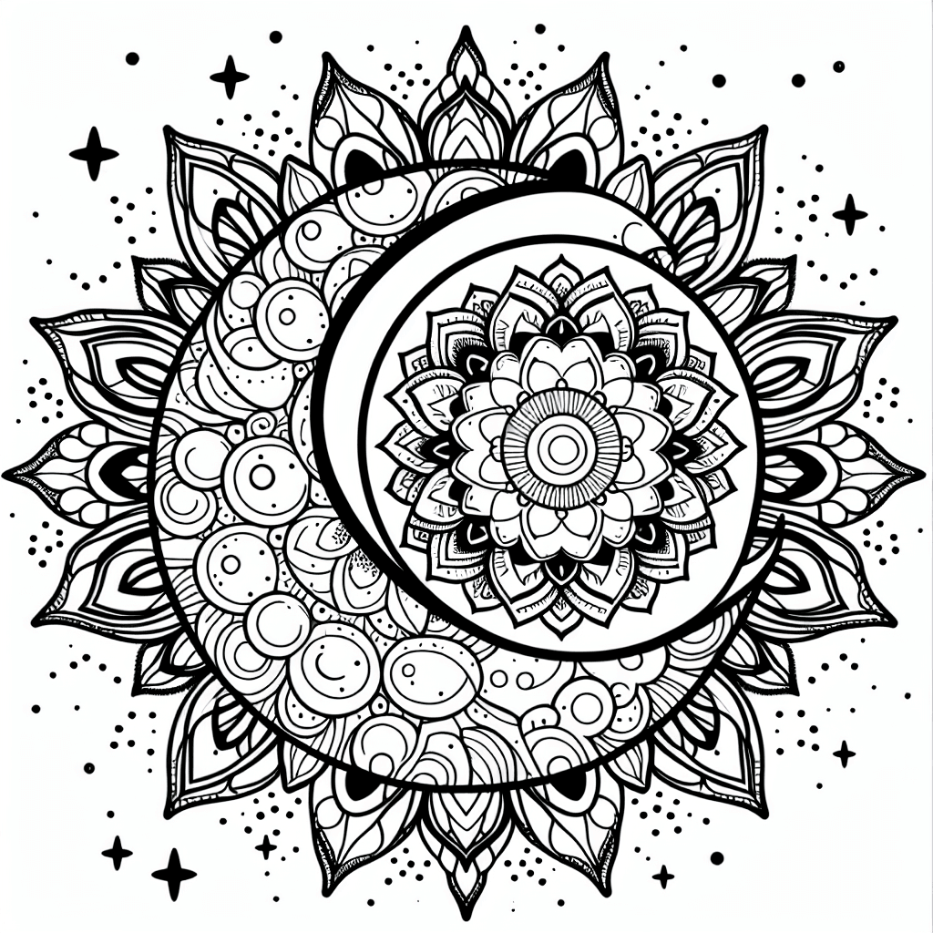 Additional moon mandala coloring page 1