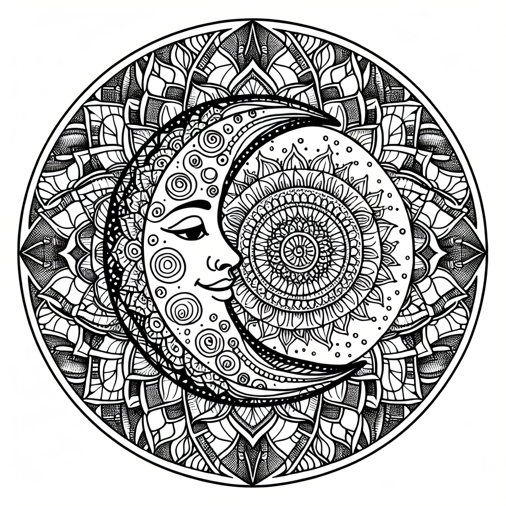 Additional moon mandala coloring page 2