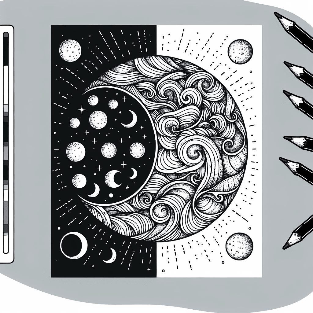 Additional moon phases coloring page 1