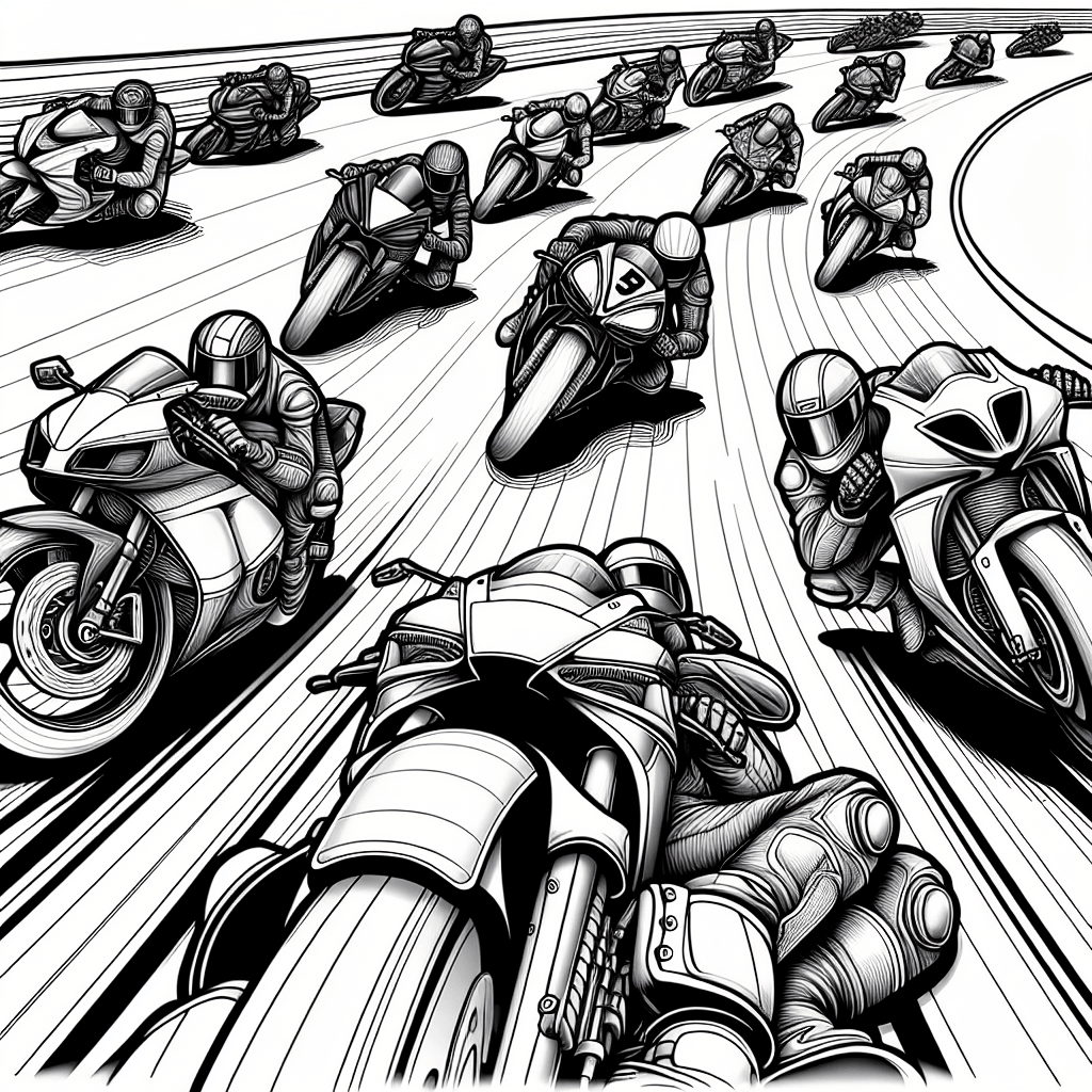 Additional motorcycle racing coloring page 2