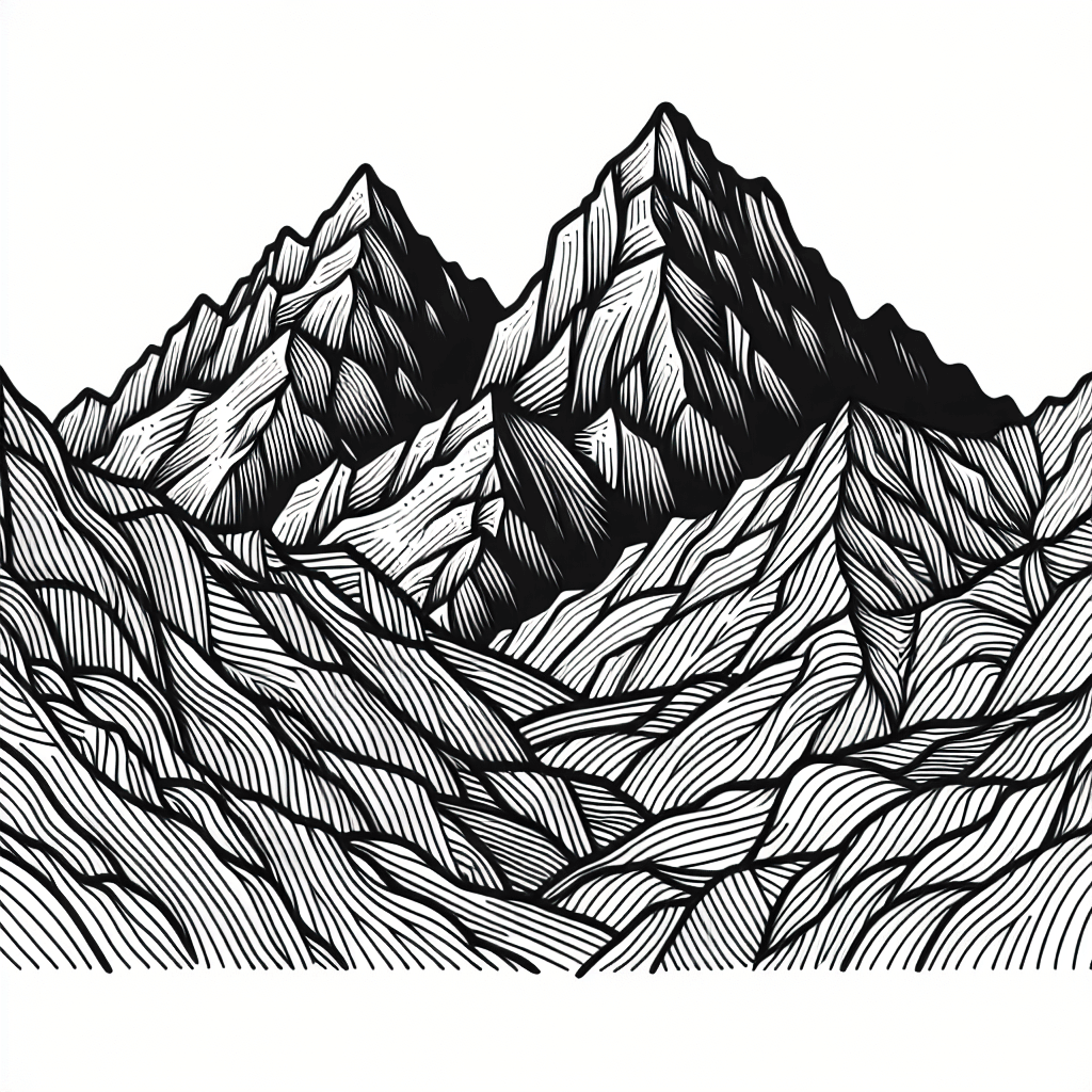 Additional mountain range coloring page 1