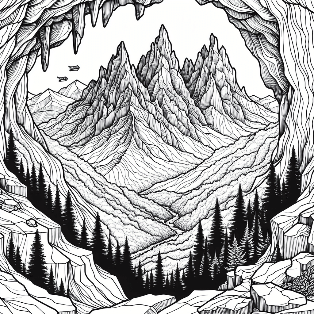 Additional mountain range coloring page 2