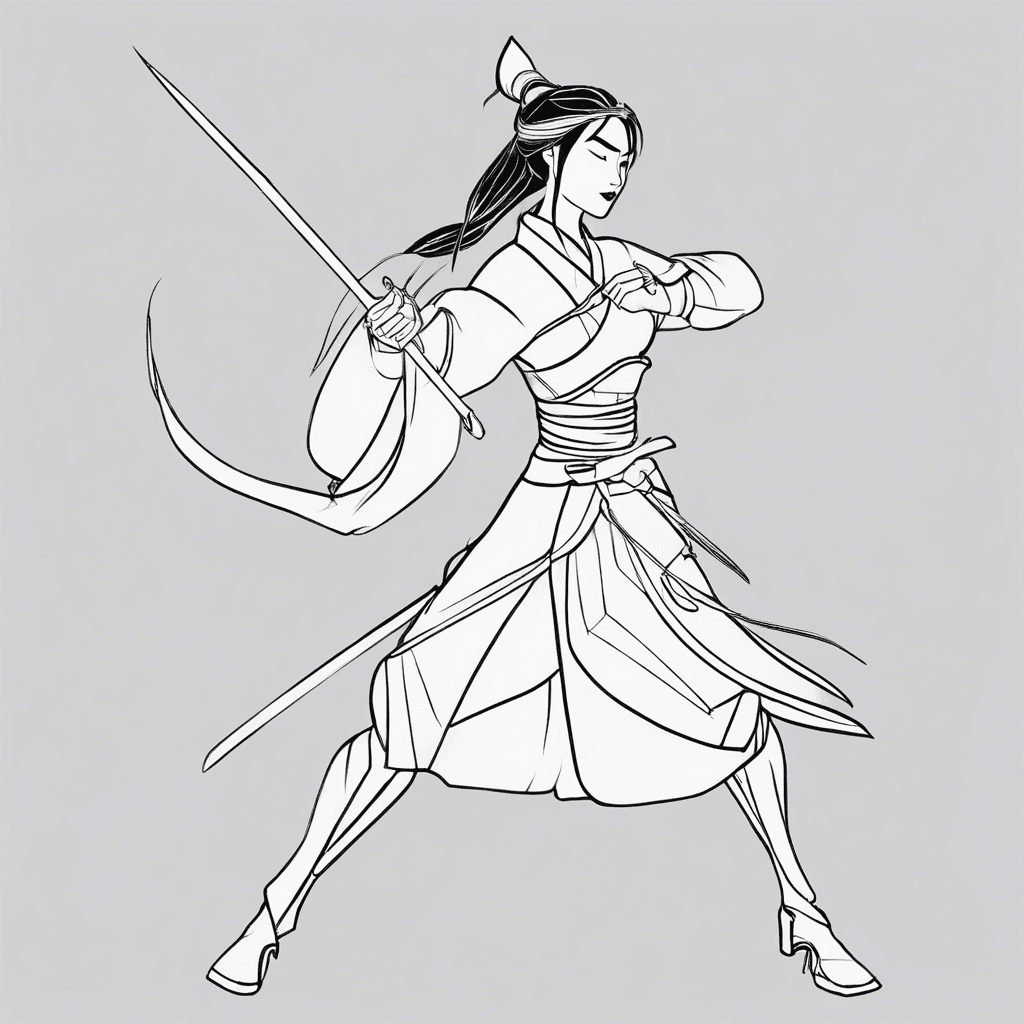 Additional mulan warrior coloring page 1