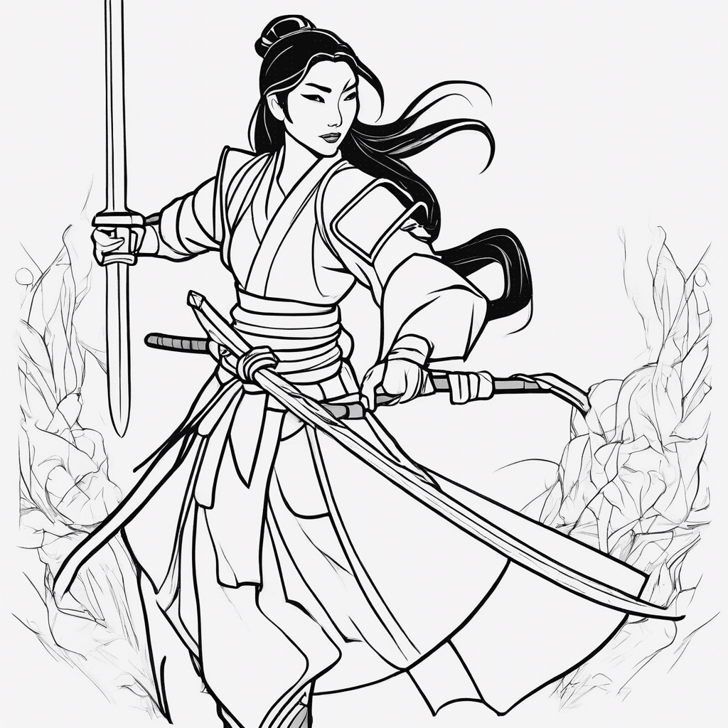 Additional mulan warrior coloring page 2