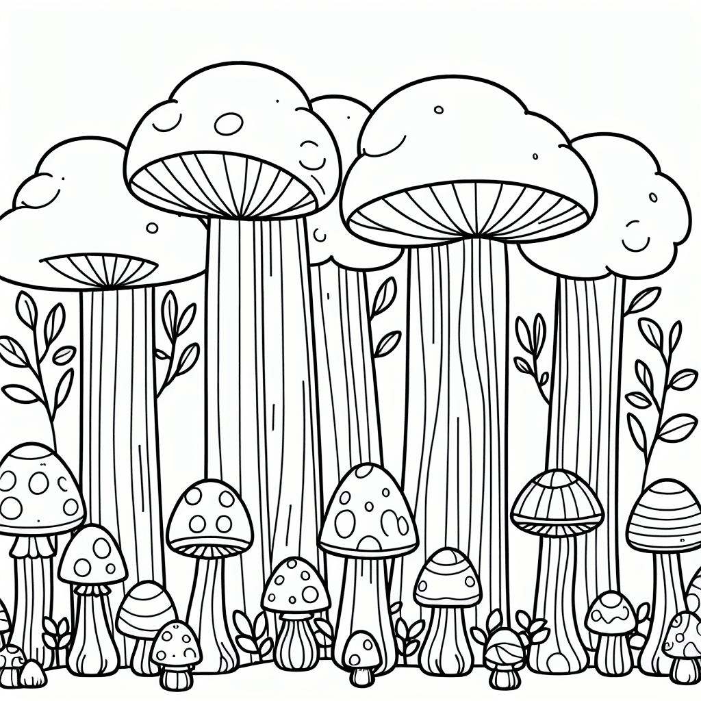 mushroom forest coloring pages