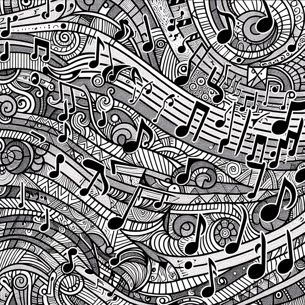 Additional music notes coloring page 1