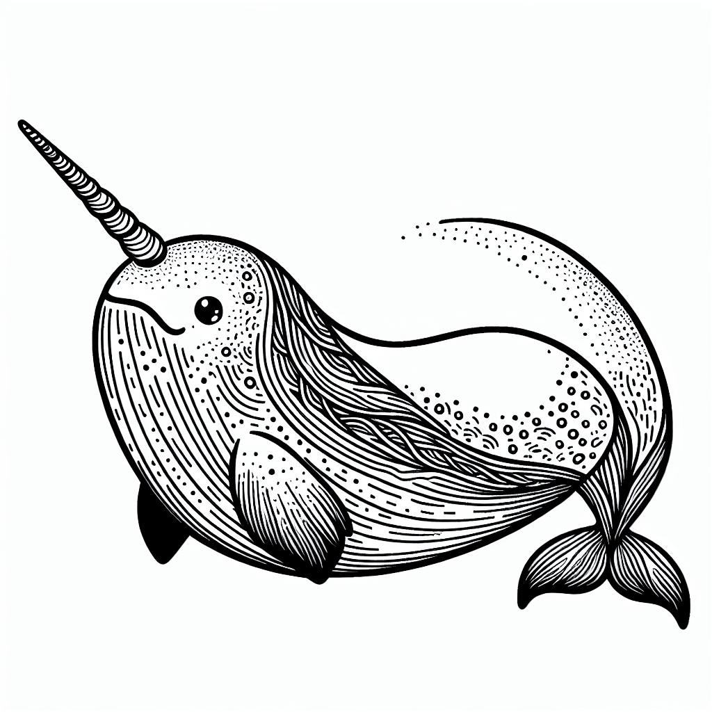 Additional narwhal coloring page 1